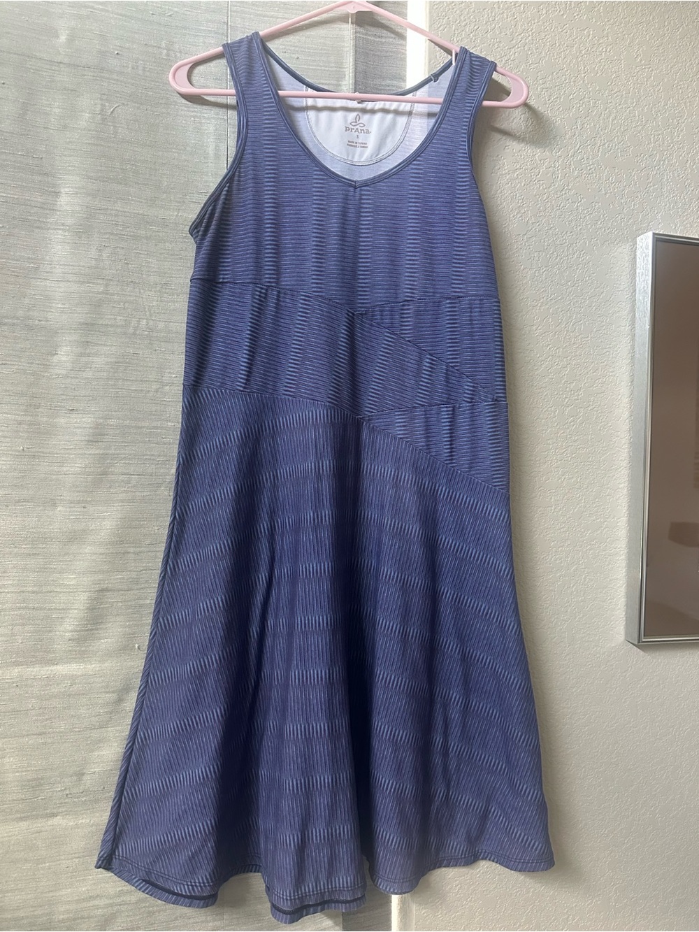 Prana Navy Textured Sleeveless A-Line Dress